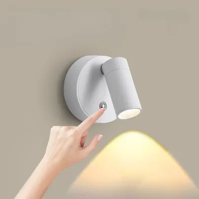 Now simple rechargeable LED wall light touch light wireless spotlight 360 ° rotating living room bedroom bedside reading lighting