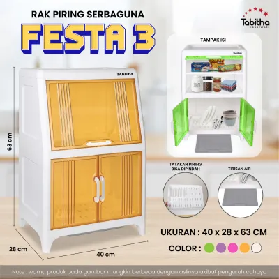 Tabitha Festa Rak Piring Serbaguna / Lemari Piring Plastik / Rak Dapur