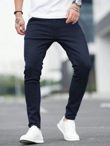 American Retro Mens navy blue  Straight Fit Casual Comfortable Denim Loose Pants Oversized Sizes 28-42 Classic Style