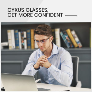 Cyxus Anti Blue Light Glassses Gaming Computer Square Eyewear UV400 Protection Anti Radiation Spectacles Reduce Eyestrain Eyeglasses TR90 Adjustable Temple Metal Frame For Men 8001