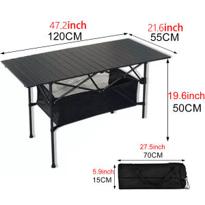 Camping Table BBQ Fishing Picnic Table 90cm/120cm Folding Outdoor Table Aluminium Foldable Carry Bag
