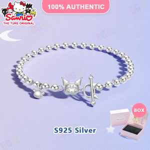 (With Box)100% Authentic Sanrio Kuromi Bracelets for Girls S925 Silver Fashion Bangle Bracelets Jewelry Accessories Birthday Gift Lover Gift 6053
