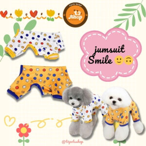jumsuit (áo liền quần) in hình mặt cười cho chó mèo - T3 PETS SHOP