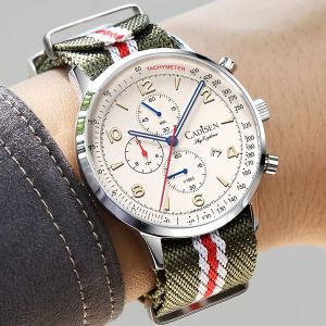 CADISEN New Chronograph Mens Quartz Watch Top Luxury Watches For Men MIYOTA 0S10 AR Mirror Waterproof Canvas Mens Wristwatch