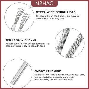 N2HAO 7 Pin Lông Dây Kết Cấu Gốm Sứ Công Cụ Polymer Đất Sét Điêu Khắc Mô Hình Công Cụ Tự Làm Gốm Bàn Chải Đồ Gốm Công Cụ Bánh Phụ Kiện