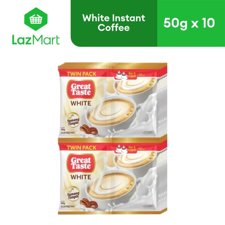 Great Taste White 3-in-1 Coffee Twin Pack Sachets 50g x 10 Trans