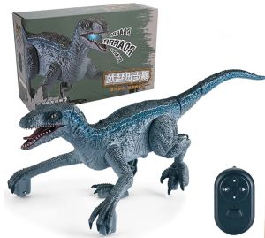Jurassic Remote Control Dinosaur Toys for Kids Children Electronic Realistic Velociraptor RC Dinosaur Walking Robot Dino with Lights and Roaring Sounds Christmas Gift Fun Gifts