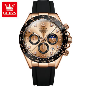 OLEVS Jam Tangan Pria Mewah Dan Keren 100% Asli Anti Air  Tahan Led Hitam Luxury Chronograph Watch