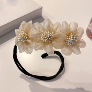 Womens Lace Flower Hair Plate Ball Head Hair Plate Vintage Pearl Hair Accessories DIY Hairdressing Tools Bun Hair Beauty Tool