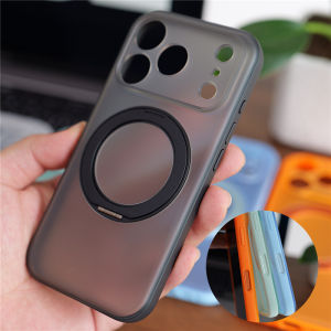 c Rotating Holder Full Lens Protection Matte Phone Case for iPhone 17promax 16Pro 17Pro For Magsafe Hard Shockproof Cover