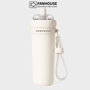 Bình giữ nhiệt Milky Tea inox 316L Phủ Sứ Ly giữ nhiệt Fan House 700ml ống hút trà sữa trân châu