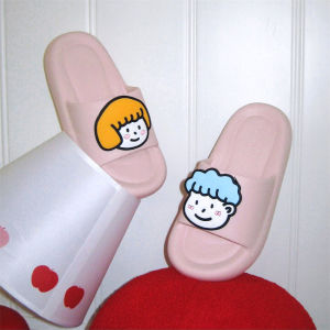 WY-XIXITIAO Cartoon Boys and Girls Head Portrait Summer Cool Slippers Soft Bottom Couple Home EVA Comfortable Soft Bottom Student Slippers