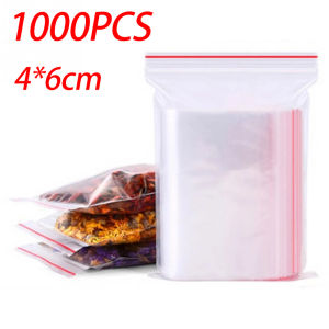 1000PCS Multi Size Transparent Zip Bags Reclosable Pouches for Food Packing Jewelry Office Storage