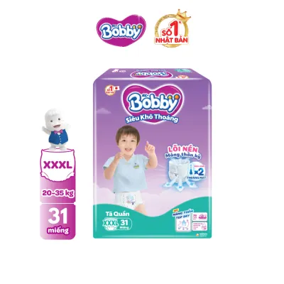 [QUÀ MỚI] [0H 15.9 - 17.9] Tã/bỉm quần Bobby 3mm Super Jumbo Siêu khô thoáng XXXL31