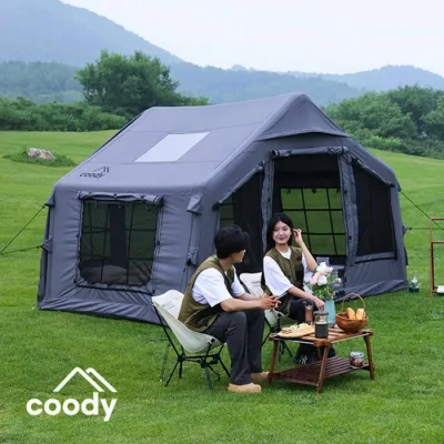 Coody Premium Cabin AIR 8.0 Air Inflatable Tent 4-6 Person 8m² Interior Space Blended Cotton