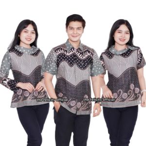 felicitybatik - Atasan Blouse Batik modern Couple Wanita dan Kemeja pria [ alpukat ]