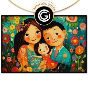 Tranh gia đình 3 người hạnh phúc(bamẹcon gái).Tranh treo tườngdán tường nội thất.CGI-1352