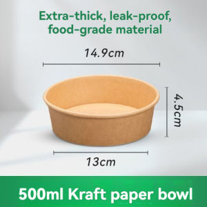Kraft paper Salad Bowl Disposable Paper Bowl Kraft Paper Bowl with Clear Lid