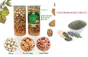 [TẶNG 25GRAM HẠT CHIA ÚC] 500Gram Hạt Hỗn Hợp 3 Hạt loại tách vỏ( Óc chó Vàng /mắc ca/hạnh nhân) NK Mỹ/ Úc TH FONUT giòn ngọt không bị hôi dầu- Mixed Nuts