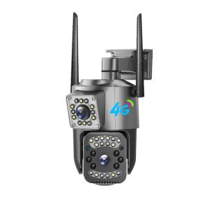 NICELECT 4MP 2K PTZ IP Camera Wifi 4G Sim Card Dual Lens 10X Zoom Outdoor Security Camera Night Vision Surveillance CCTV Cameras V380 Pro