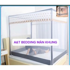 Trọn Bộ Màn Mùng Khung Vuông Không Khoan Tường Cao Cấp – Thế Hệ Mới 2 Cửa Tiện Lợi màn tự bung