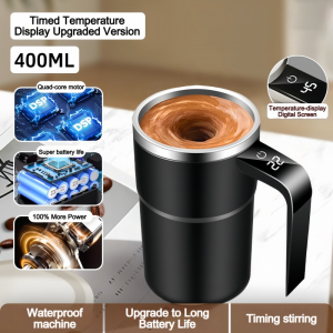 New fully automatic electric magnetic coffee cup rechargeable for brewing soy milk powder rotating water cup Portable Blender - 380ml Rechargeable Mini Juicer Cup