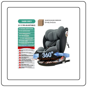 【JJ HOME】360° Rotating Baby Car Seat | 5-Point Safety Belt | Kids 0-12 | AdjustableHeadrest