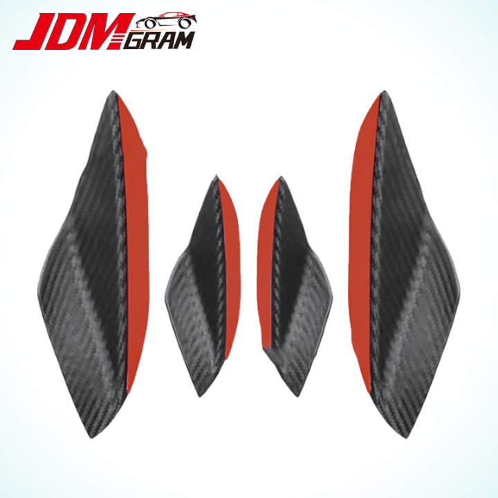 JDMGRAM Carbon Fiber Car Front Bumper Canards Universal Body Spoiler ...