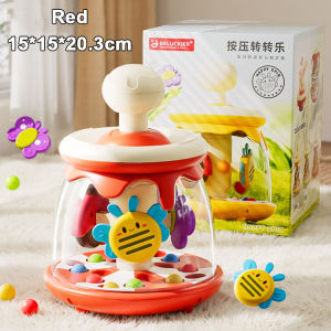 Aoduoyaya Baby Press Carousel Toy Hand Eye Coordination Learning Sensory Toy Kids Puzzle Spinning Bauble