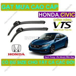 Gạt Mưa Silicon Kính Lái Honda Civic Cặp Gạt M.ưa Kính Lái Honda Civic Có Đủ S.ize Cho Các Đời Xe Honda Civic