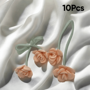 SAVVYSHELF 10Pcs Handmade Double Head Rose Flowers DIY Craft Crochet Decoration Artificial Rose Bow Flowers Colorful 3D Flower Patches Clothing Decoration