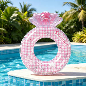 Phao Bơi Trẻ Em Hình Vỏ Sò Cao Cấp Kim Tuyến Lấp Lánh Có Tựa Lưng Chất Liệu PVC Dày Cho Bé Đi Bơi