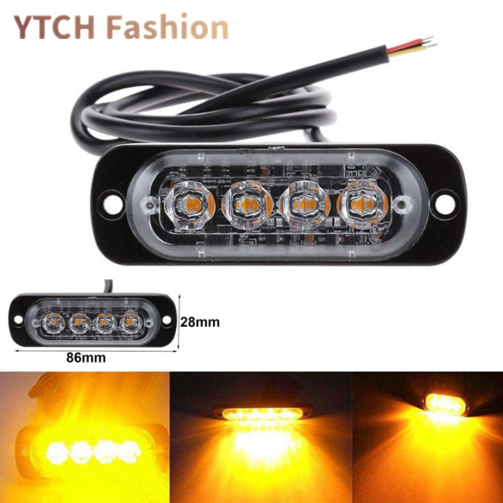 12V- 24V Warning Light 4 LED Bar Car Truck Strobe Flash Emergency Light ...