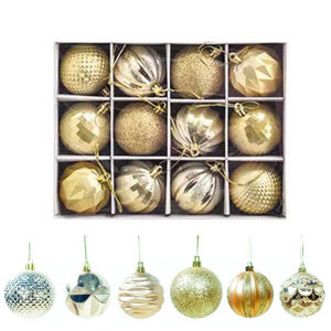 Christmas Tree Decoration 6cm Plastic Electroplated Ball Hanging Pendant 12pcs Colored Round Ball Xmas Tree Home Party Supplies