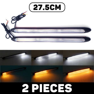 2 Pcs Car Turn Signal Light 12V Led Strip DRL Flowing Daytime Running Light Waterproof Car Streamer Light Bar Bendable Decorative Light Strip