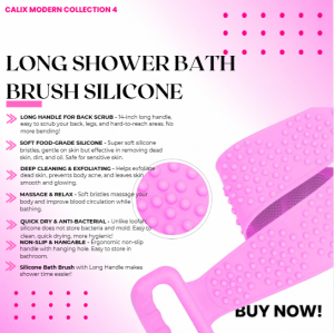 BEST SELLER Long Handle Silicone Bath Brush - Silicone Body Scrubber - Back Scrub Brush For Shower - Soft Silicone Shower Brush - Back Scrubber For Body - Soft Body Brush Exfoliating - Non-Slip Handle - Body Scrub Brush - Silicone Shower Brush For Back