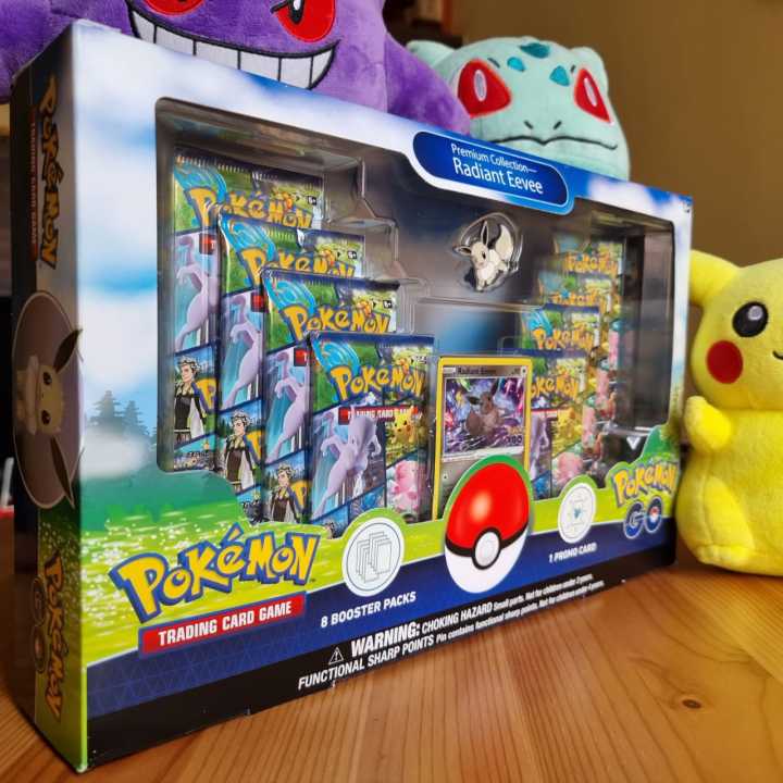 Pokemon TCG (Original PTCG) Pokemon Go Premium Collection - Radiant Eevee ( Box contains Playmat Etched Foil Promo Booster Packs Pin & Code Card) Olive  Color Family - Lazada | Lazada
