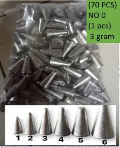 Timah Pancing Keras Kerucut Model Lengkap Warna Hitam No 0-7