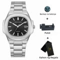 PABLO RAEZ Latest Model 2755 Waterproof Business Style Square Men's Watch With Steel Band Calendar. 