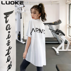 Luoke ชุดกีฬาผู้หญิง T เสื้อผู้หญิงหลวมและใส่สบายระบายอากาศ Dustcoat Cotta แห้งเร็ว