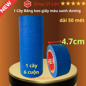 Băng keo giấy màu xanh dương rộng 4.7cm dài 50 mét lõi giấy 3mm 1 cây 6 cuộn giá tại xưởng