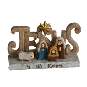Resins Nativity Scene Miniature Figurine Holy Family Sculpture with Base Holiday Decors Religious Gift Christmas Display