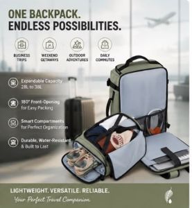 Melaleuca Premium Expandable Travel Backpack Organiser Spacious Backpack Multi storage compartments Business Bag pack Lightweight Backpack Expandable Capacity 28L to 38L