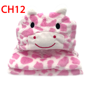 730Baby Hoodie Blanket Baby Newborn Fleece Cute Animal Cartoon Hooded Receiving Hoodie Blanket Soft Selimut Bayi CH