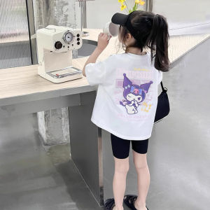 Kuromi Tshirt For Kids Girls Oversized Cotton White Shirt Big Kids School Uniform Short Sleeved Top