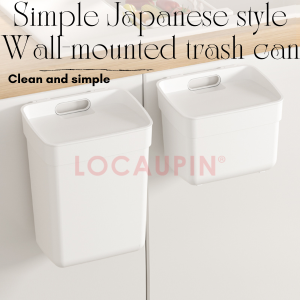 Simple Japanese Style Wall-Mounted Trash Can Plastic Stopper Inside Garbage Container Wastebasket Countertop Placement