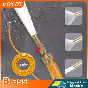KOYOT Two Muti-purpose Universal Adjustable Car Wash Water Gun with 3 Meters Hose Garden High Pressure Brass Sprayer Wand Straight Copper Spray Hose Nozzle Garden Tool