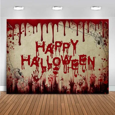 Halloween Zombie Theme Photography Backdrop Cloth Horror Party Bloodstain Print Foreign Trade Spooky Wall Background Cloth
