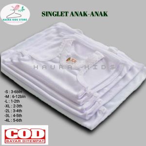 [ HAURA KIDS ] Grosiran 6 pcs Kaos Dalam Anak bayi dan balita Putih Polos / Singlet Anak 1-9 Tahun / Kaos Kutang Anak Laki Laki Perempuan Ukuran S Sampai 4XL