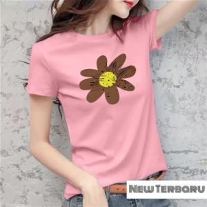 BAYAR DI TEMPAT(COD)-Kaos Oblong Wanita Bunga Matahari 0027 Baju Distro Cewek Atasan Kekinian Murah Lengan Pendek Tumblr Tee Casual T-shirt Cotton Combed Tshirt Pakaian Olahraga Santai Remaja Dewasa Abg